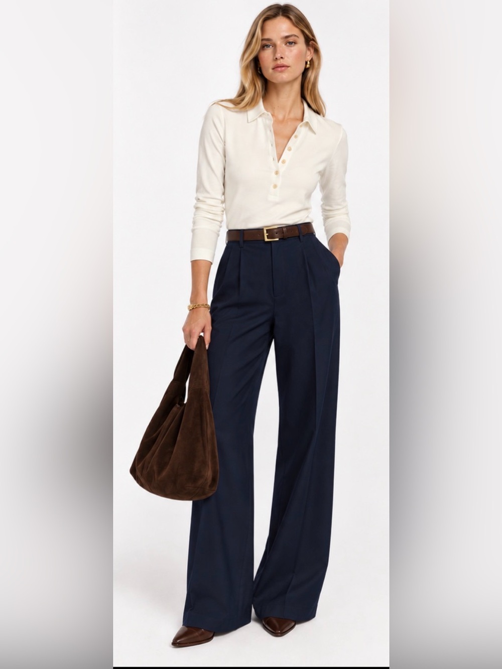J.Crew Refined rib long-sleeve polo shirt in ivory